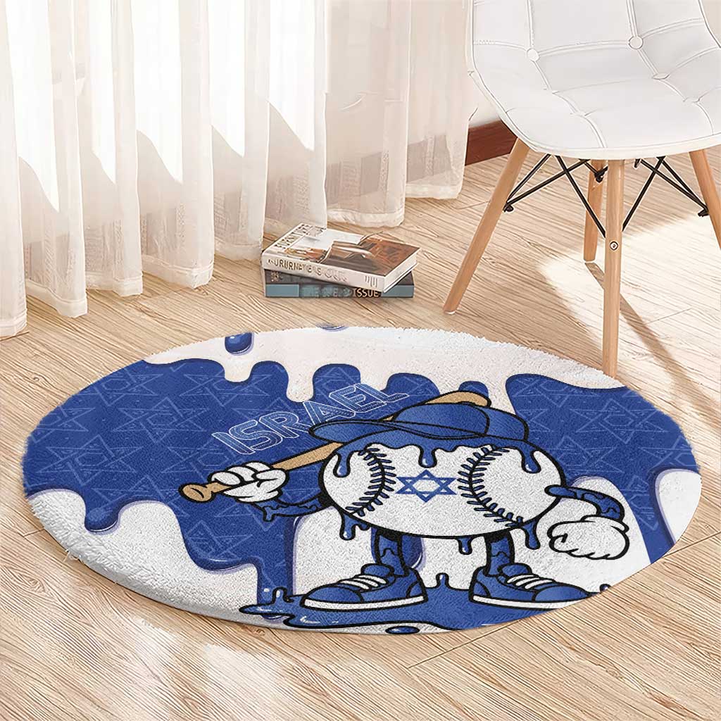Israel 2026 Baseball Round Carpet Star of David Pattern Drip Style