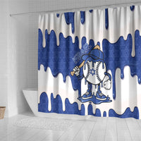 Israel 2026 Baseball Shower Curtain Star of David Pattern Drip Style