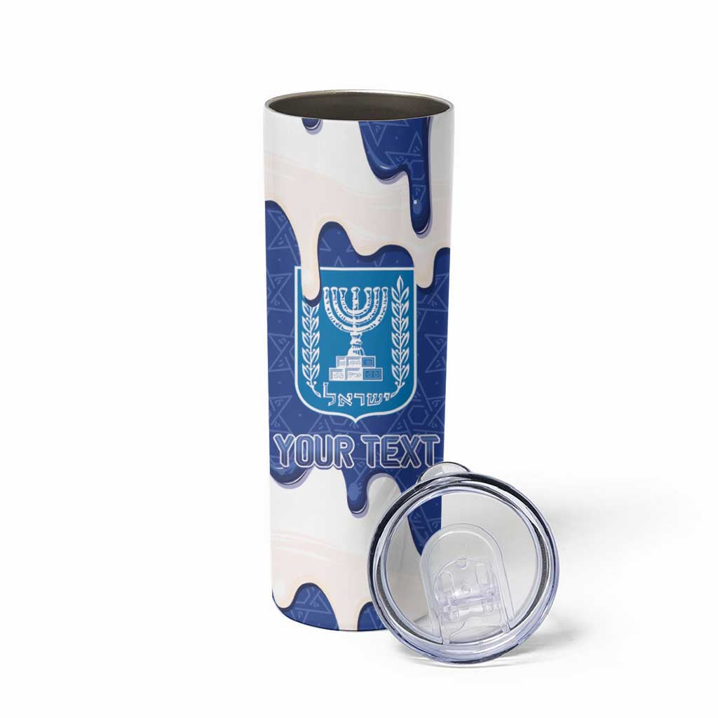 Israel 2026 Baseball Personalised Skinny Tumbler Star of David Pattern Drip Style