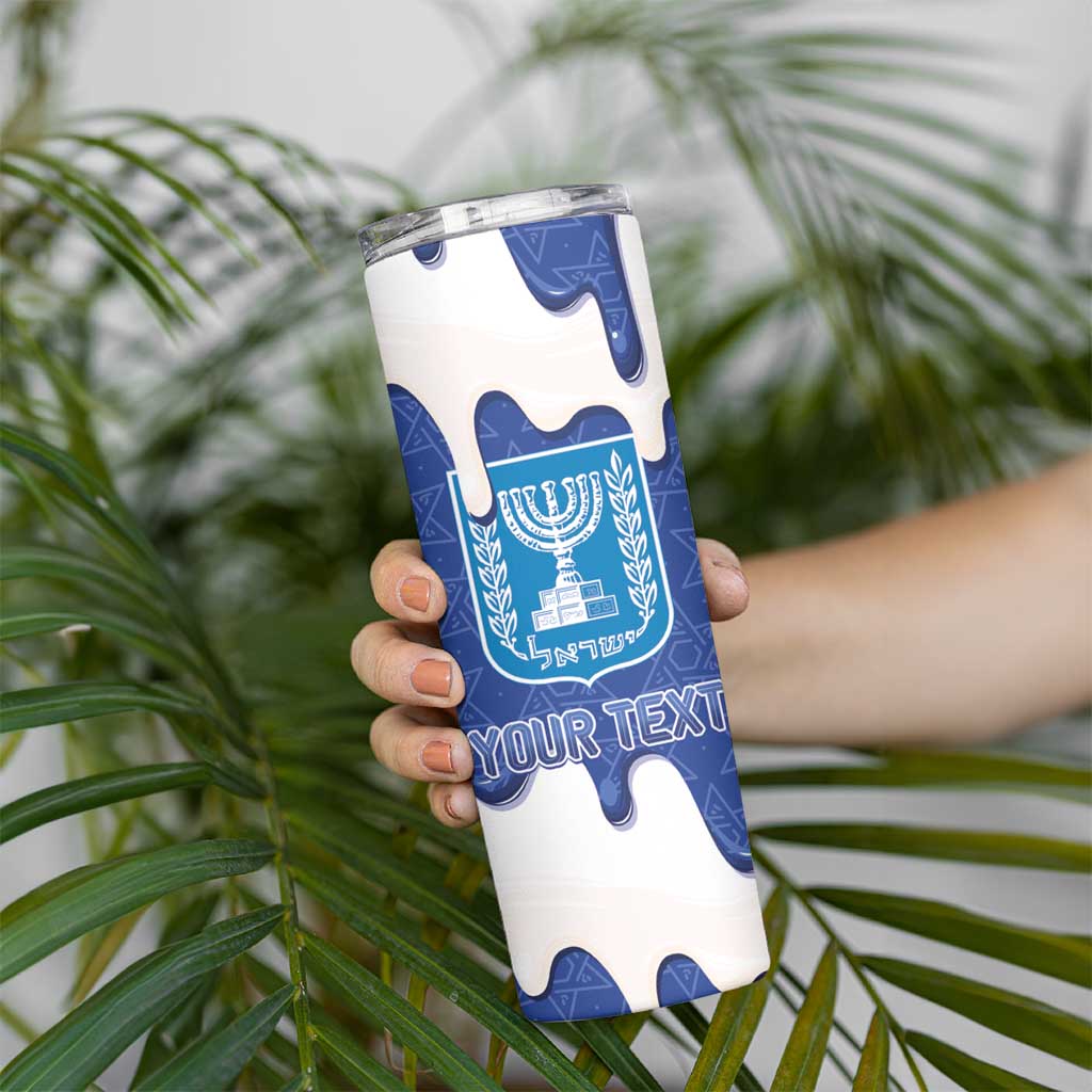 Israel 2026 Baseball Personalised Skinny Tumbler Star of David Pattern Drip Style