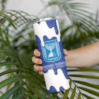 Israel 2026 Baseball Personalised Skinny Tumbler Star of David Pattern Drip Style
