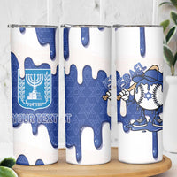 Israel 2026 Baseball Personalised Skinny Tumbler Star of David Pattern Drip Style