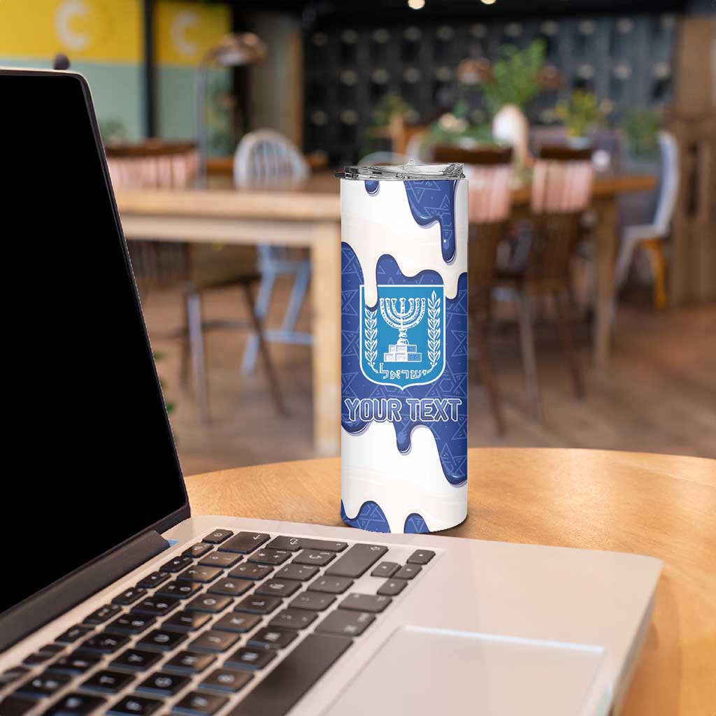 Israel 2026 Baseball Personalised Skinny Tumbler Star of David Pattern Drip Style