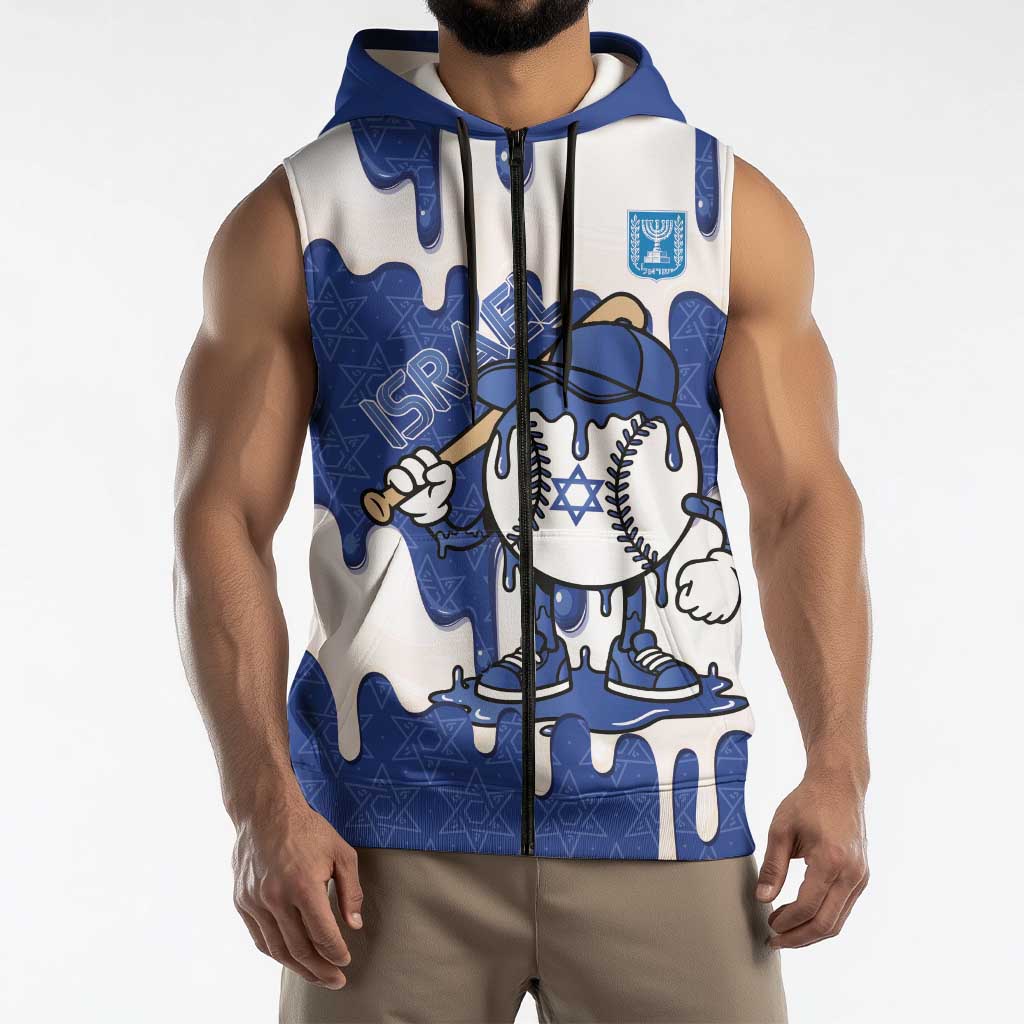 Israel 2026 Baseball Personalised Sleeveless Zip Hoodie Star of David Pattern Drip Style