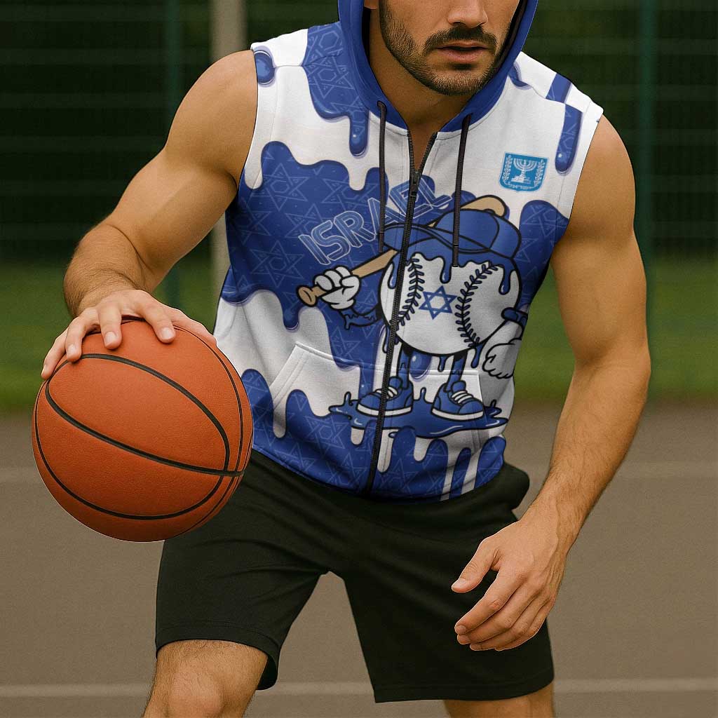 Israel 2026 Baseball Personalised Sleeveless Zip Hoodie Star of David Pattern Drip Style