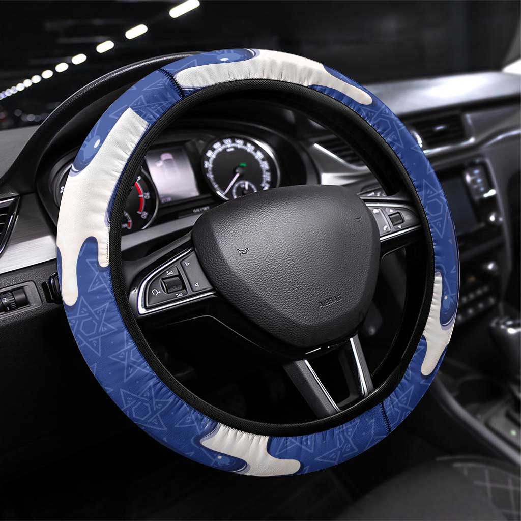 Israel 2026 Baseball Steering Wheel Cover Star of David Pattern Drip Style