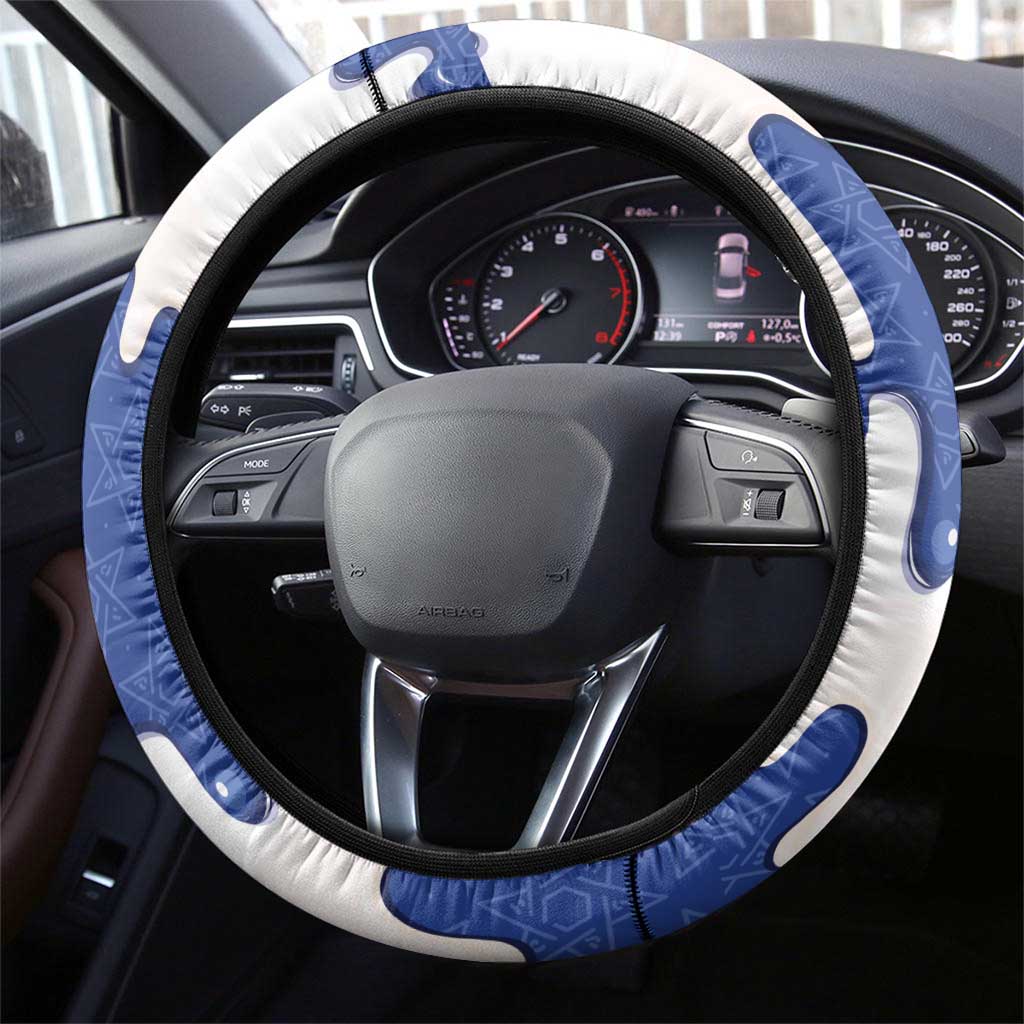 Israel 2026 Baseball Steering Wheel Cover Star of David Pattern Drip Style