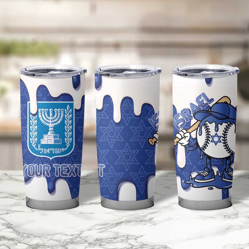 Israel 2026 Baseball Personalised Tumbler Cup Star of David Pattern Drip Style