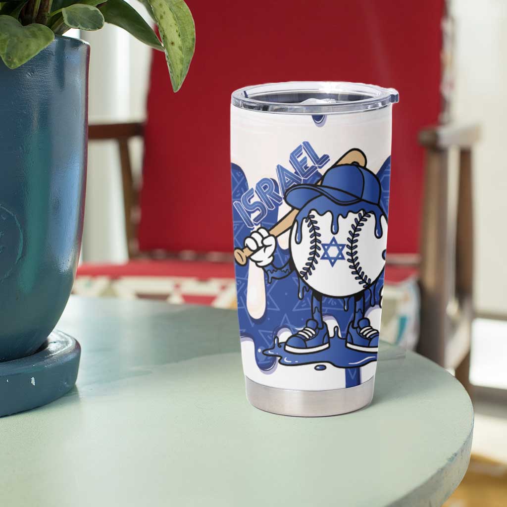 Israel 2026 Baseball Personalised Tumbler Cup Star of David Pattern Drip Style