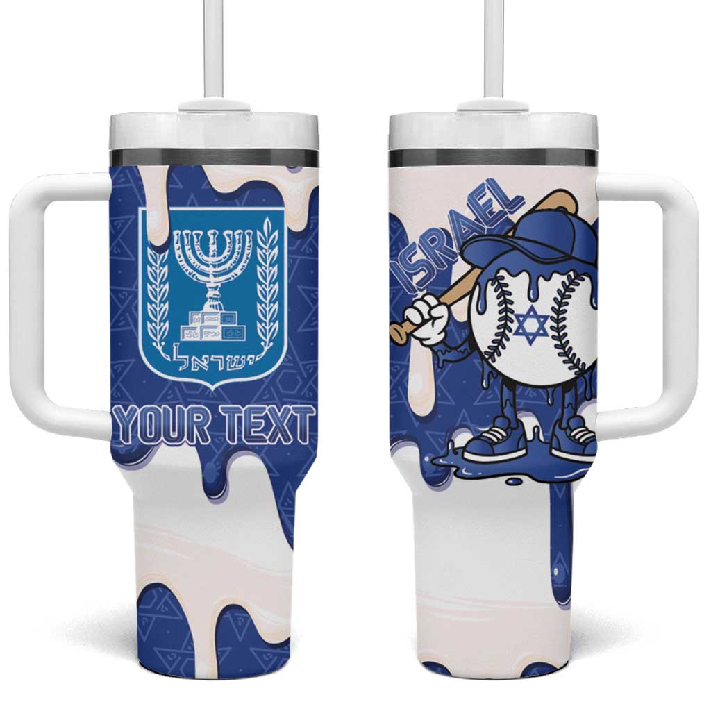 Israel 2026 Baseball Personalised Tumbler With Handle Star of David Pattern Drip Style