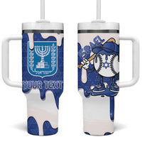 Israel 2026 Baseball Personalised Tumbler With Handle Star of David Pattern Drip Style