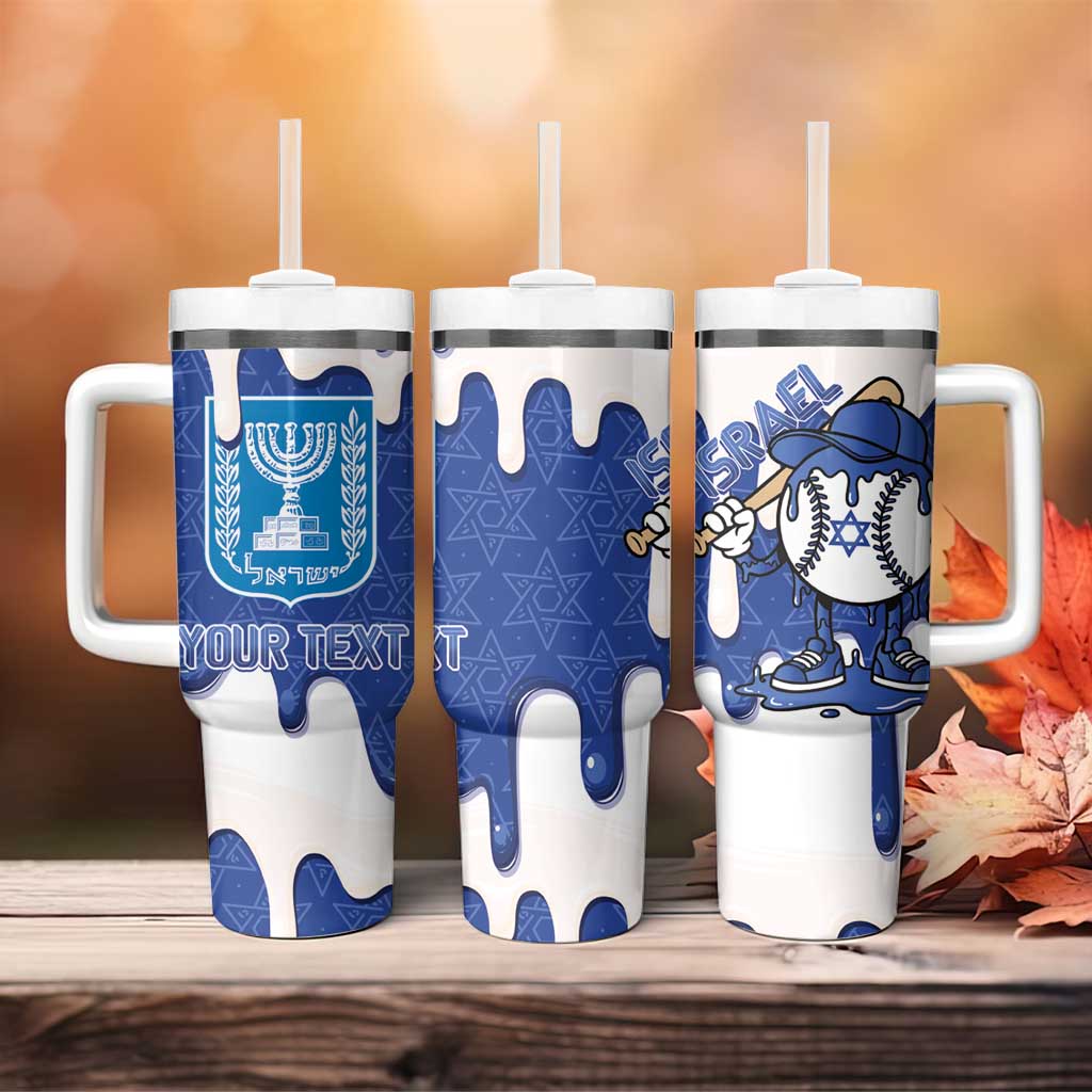 Israel 2026 Baseball Personalised Tumbler With Handle Star of David Pattern Drip Style