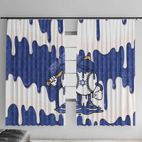 Israel 2026 Baseball Window Curtain Star of David Pattern Drip Style