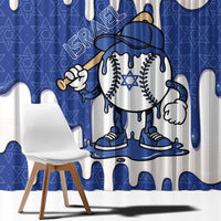 Israel 2026 Baseball Window Curtain Star of David Pattern Drip Style