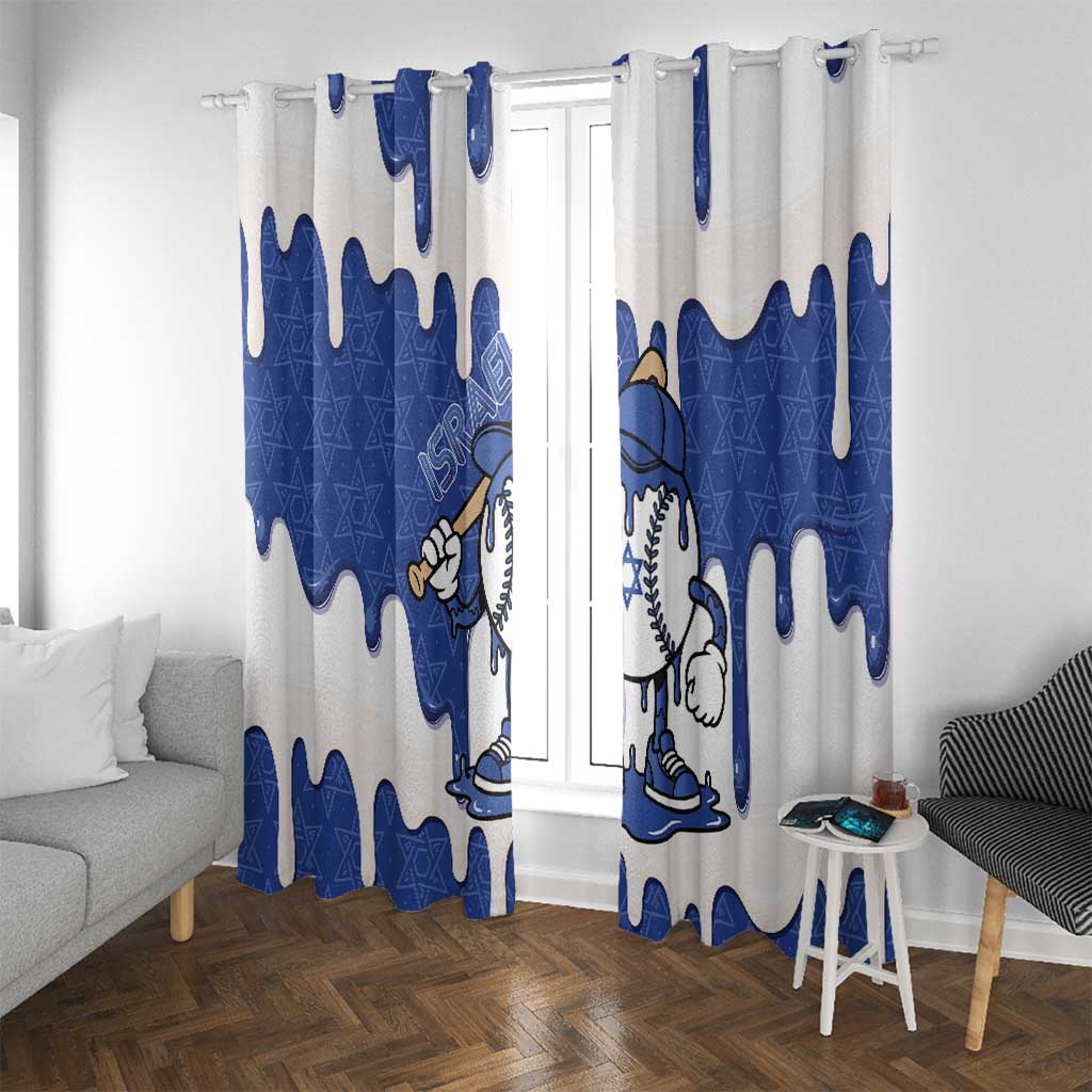 Israel 2026 Baseball Window Curtain Star of David Pattern Drip Style