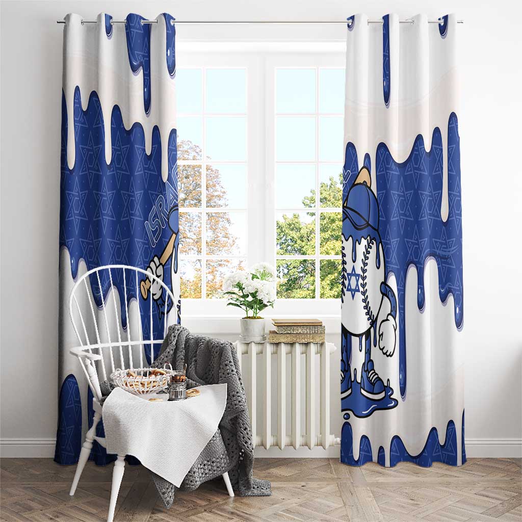 Israel 2026 Baseball Window Curtain Star of David Pattern Drip Style