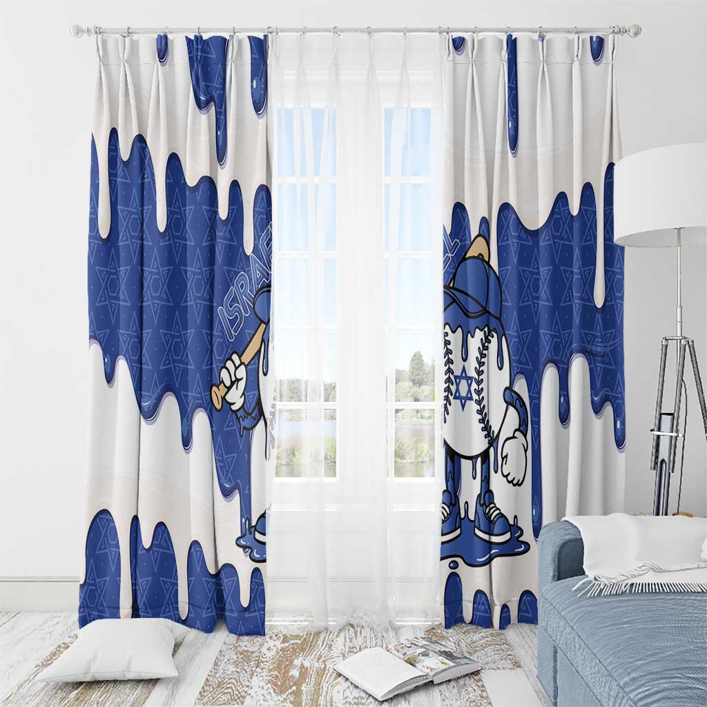 Israel 2026 Baseball Window Curtain Star of David Pattern Drip Style