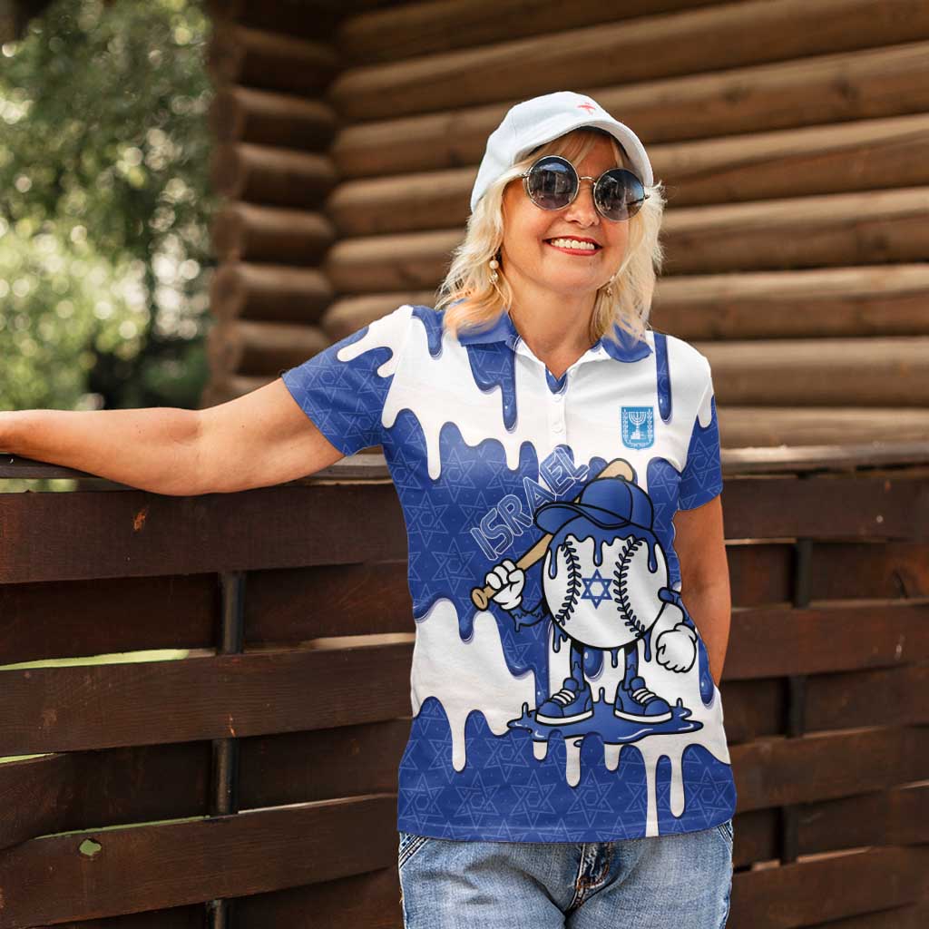 Israel 2026 Baseball Personalised Women Polo Shirt Star of David Pattern Drip Style