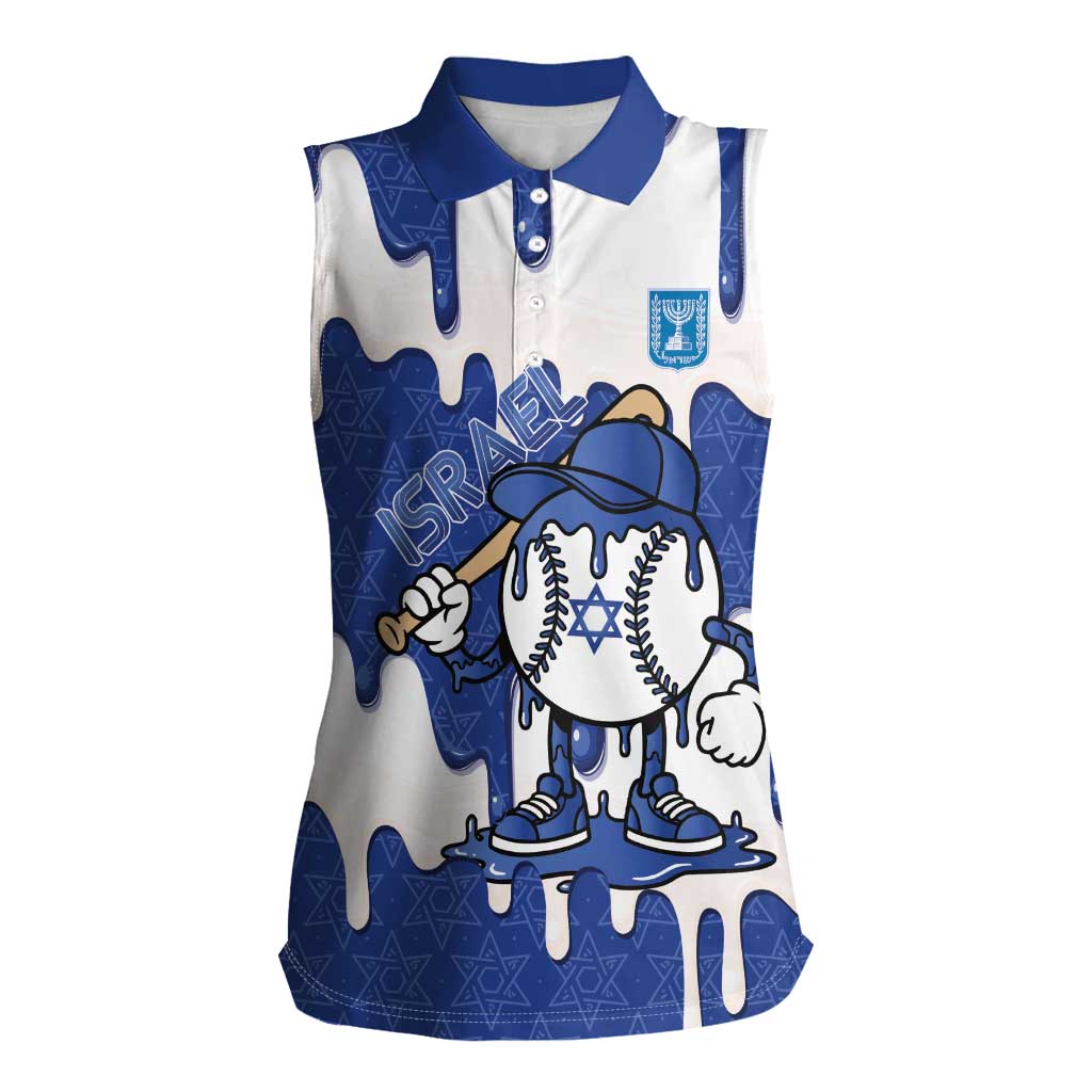 Israel 2026 Baseball Personalised Women Sleeveless Polo Shirt Star of David Pattern Drip Style