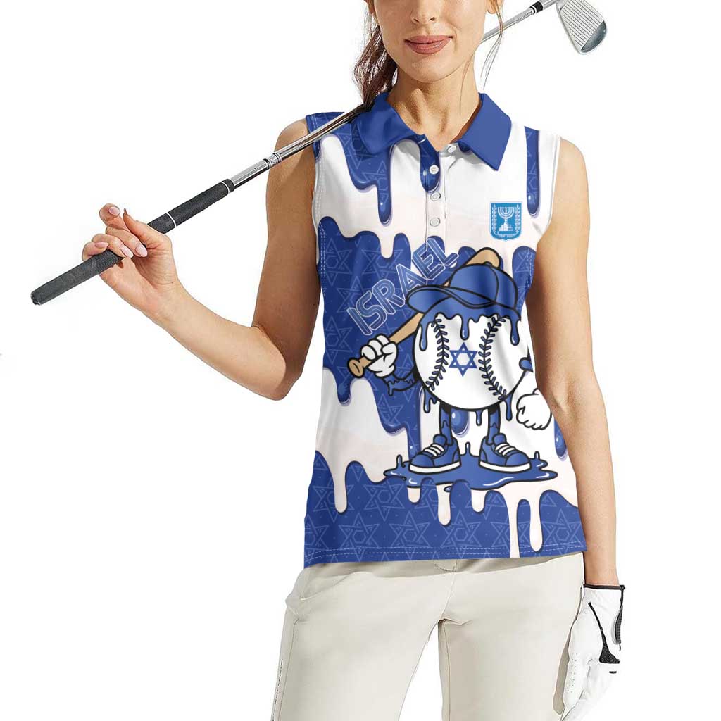 Israel 2026 Baseball Personalised Women Sleeveless Polo Shirt Star of David Pattern Drip Style