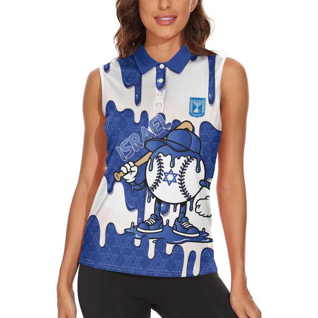 Israel 2026 Baseball Personalised Women Sleeveless Polo Shirt Star of David Pattern Drip Style