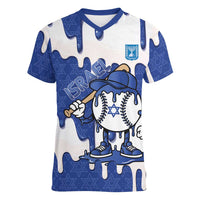 Israel 2026 Baseball Personalised Women V-Neck T-Shirt Star of David Pattern Drip Style