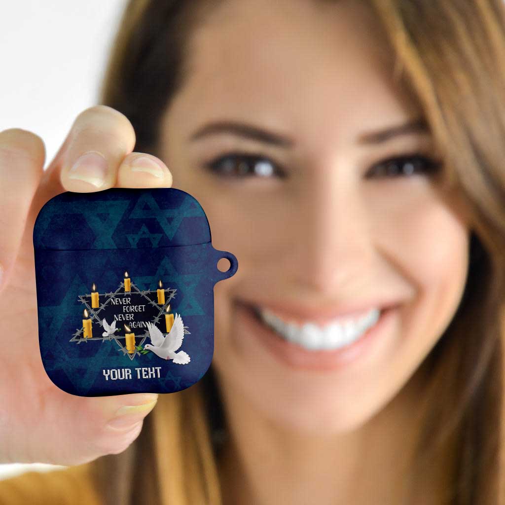 Personalised Israel Holocaust Remembrance Day AirPods Case Yom HaShoah Never Forget Never Again