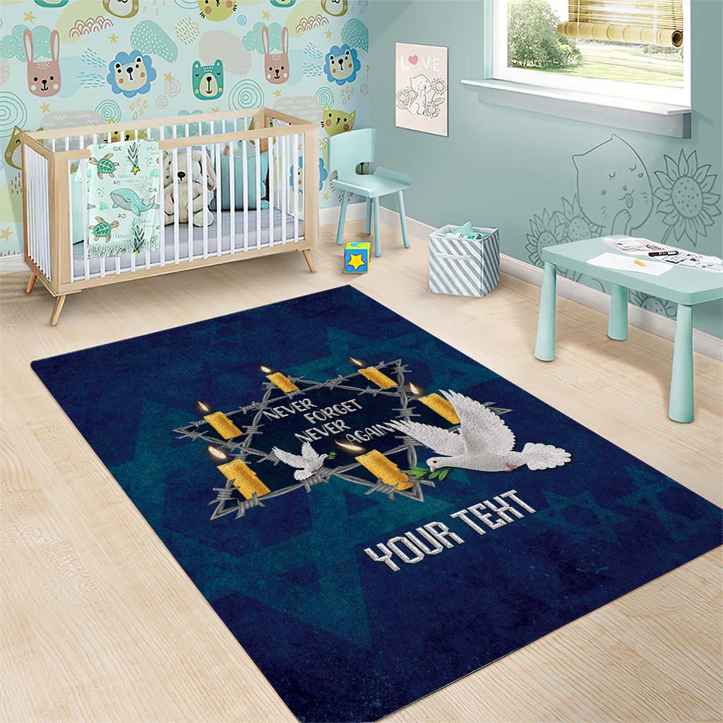 Personalised Israel Holocaust Remembrance Day Area Rug Yom HaShoah Never Forget Never Again