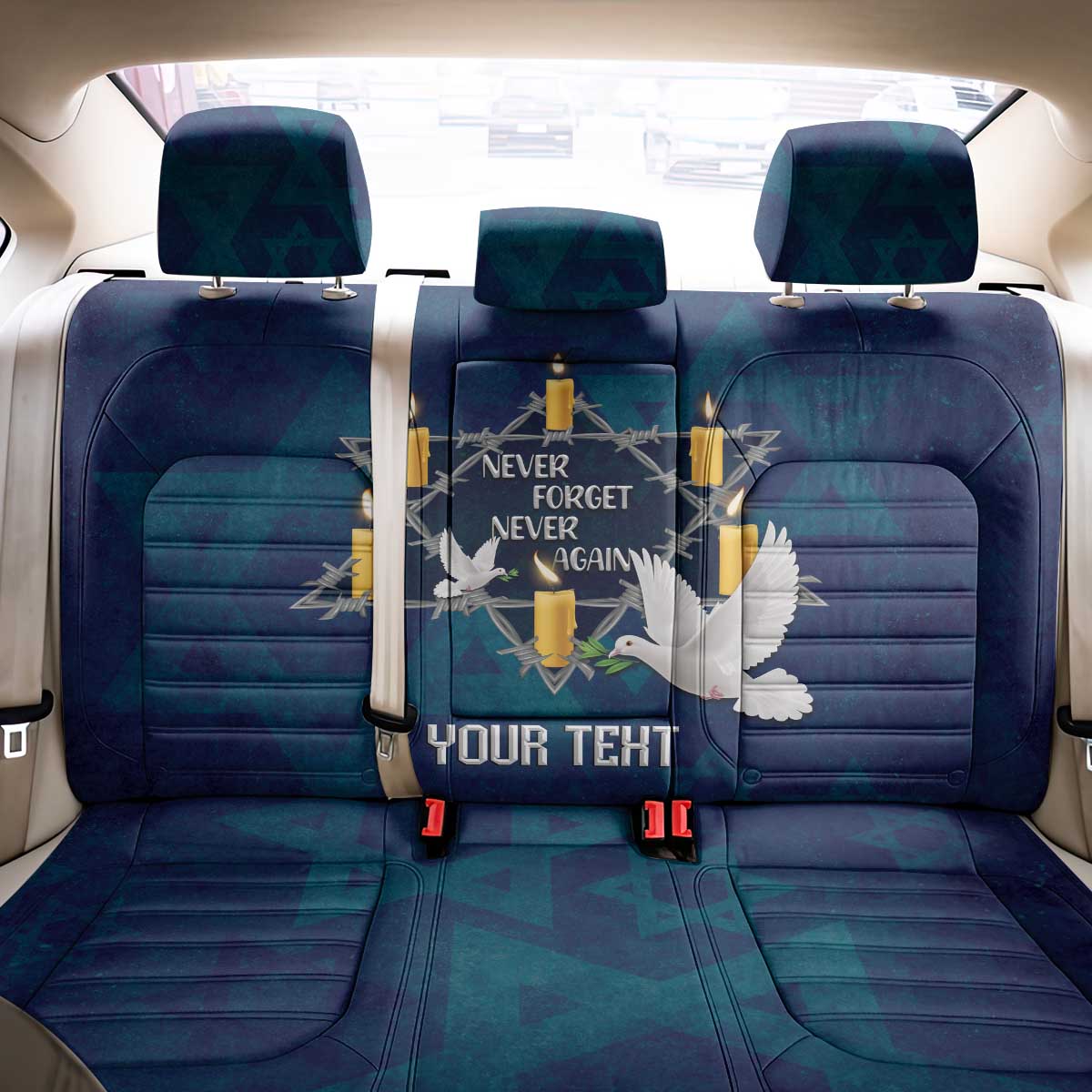 Personalised Israel Holocaust Remembrance Day Back Car Seat Cover Yom HaShoah Never Forget Never Again
