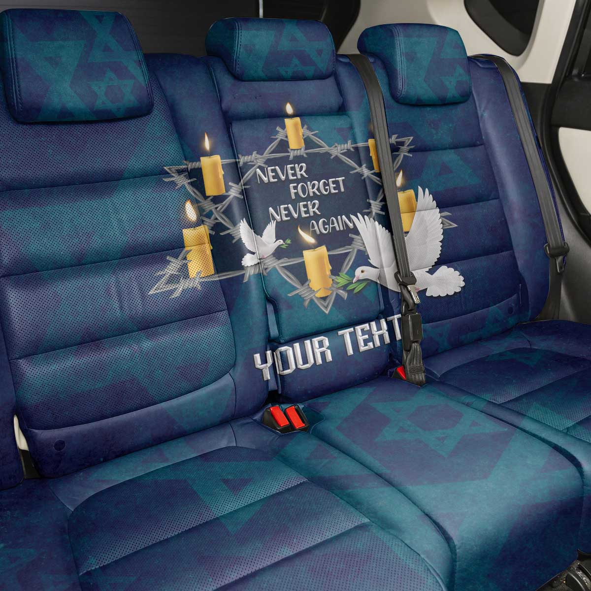 Personalised Israel Holocaust Remembrance Day Back Car Seat Cover Yom HaShoah Never Forget Never Again