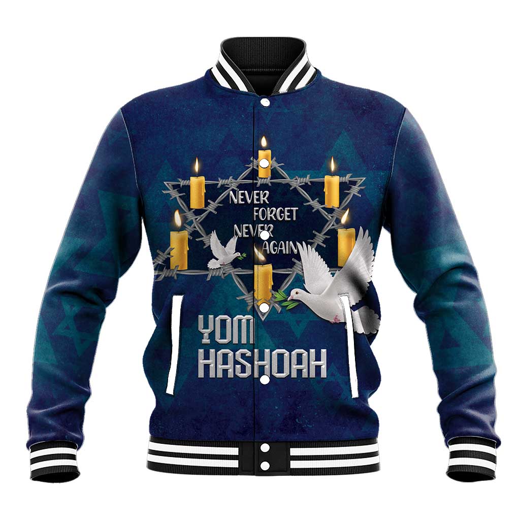 Personalised Israel Holocaust Remembrance Day Baseball Jacket Yom HaShoah Never Forget Never Again