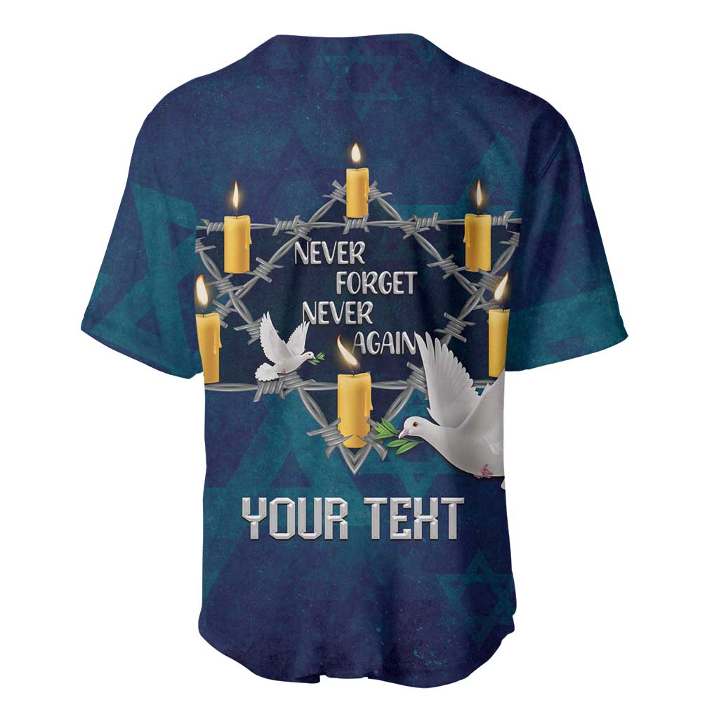 Personalised Israel Holocaust Remembrance Day Baseball Jersey Yom HaShoah Never Forget Never Again