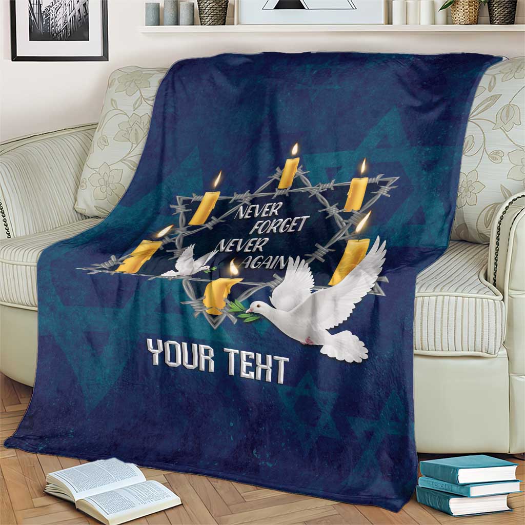 Personalised Israel Holocaust Remembrance Day Blanket Yom HaShoah Never Forget Never Again