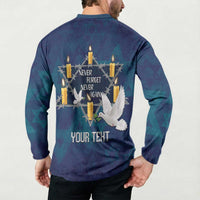 Personalised Israel Holocaust Remembrance Day Button Sweatshirt Yom HaShoah Never Forget Never Again