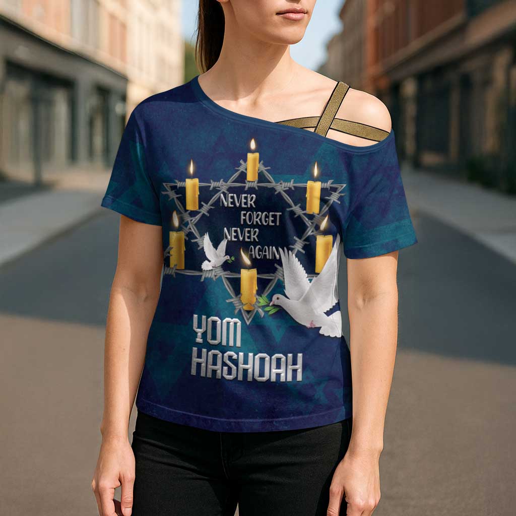 Personalised Israel Holocaust Remembrance Day Cross Shoulder Shirt Yom HaShoah Never Forget Never Again