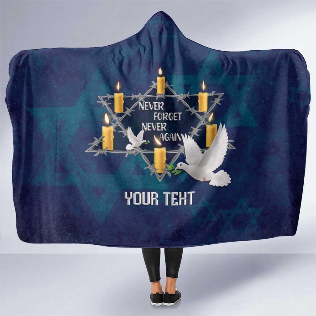 Personalised Israel Holocaust Remembrance Day Hooded Blanket Yom HaShoah Never Forget Never Again