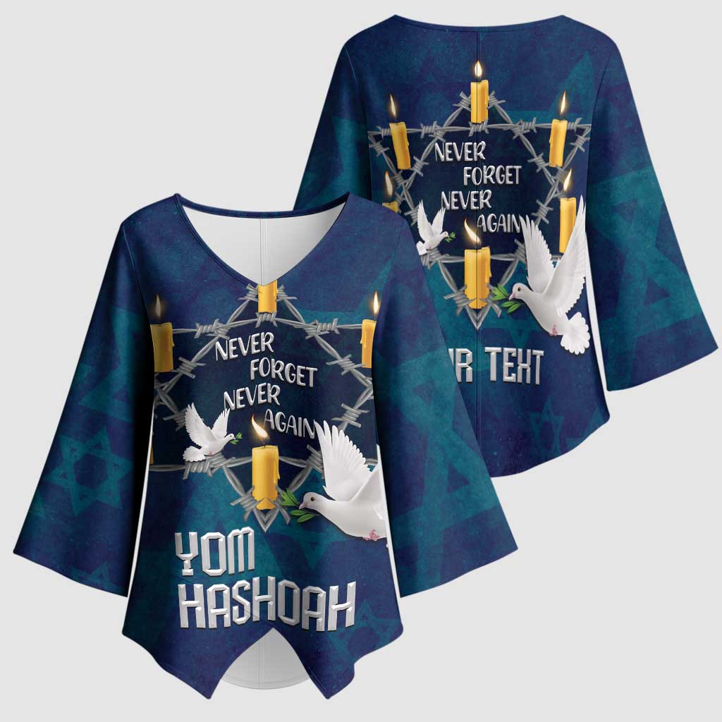 Personalised Israel Holocaust Remembrance Day Kimono Sleeve Blouse Yom HaShoah Never Forget Never Again