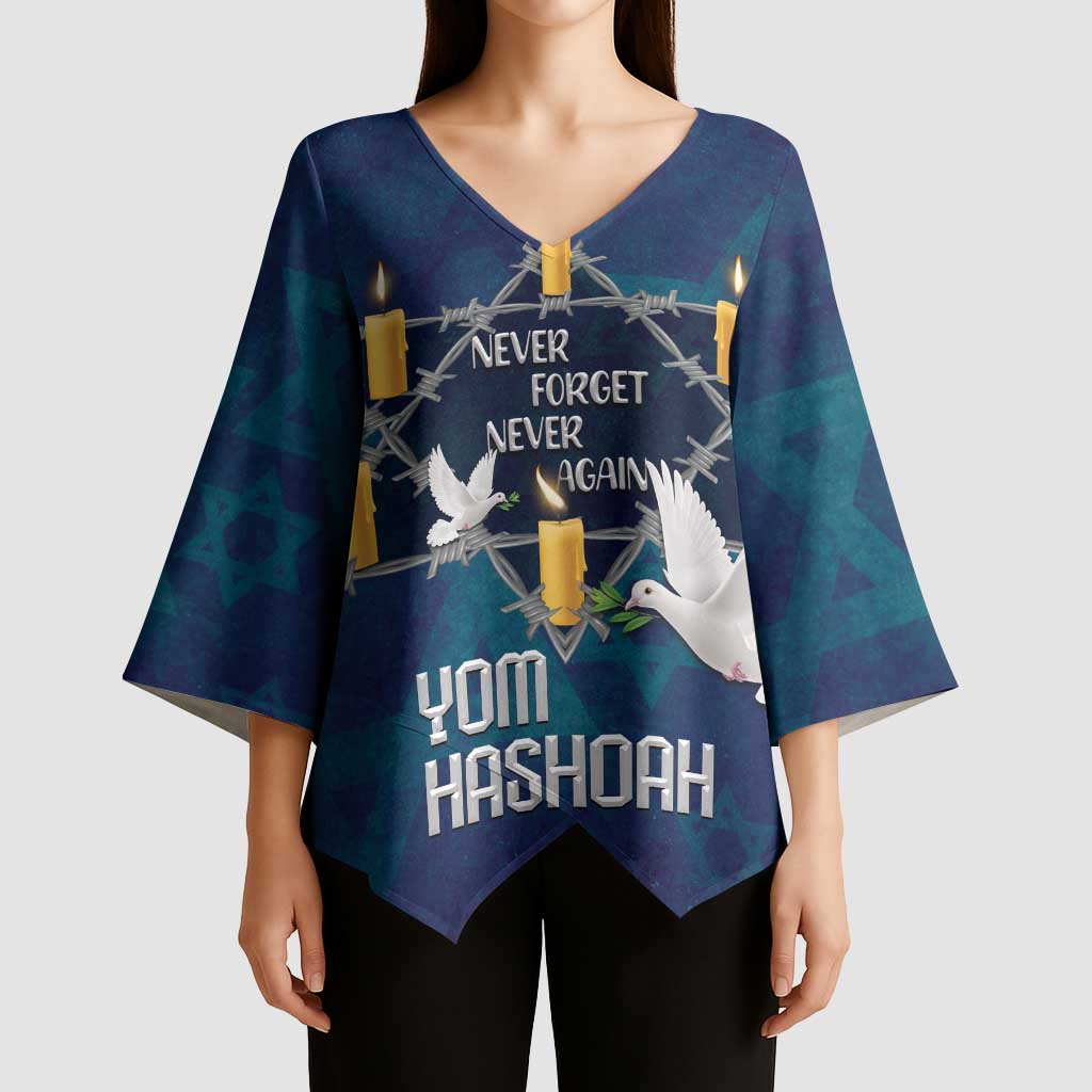 Personalised Israel Holocaust Remembrance Day Kimono Sleeve Blouse Yom HaShoah Never Forget Never Again