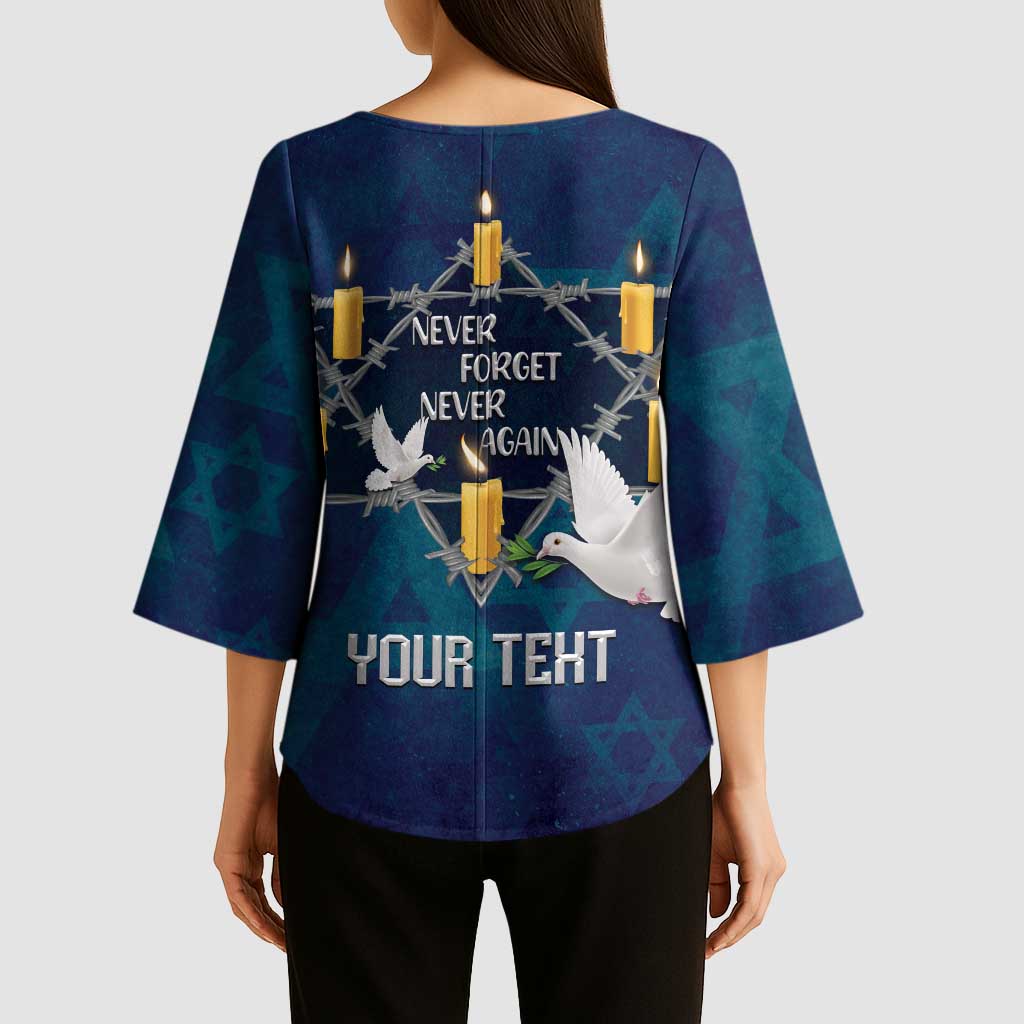 Personalised Israel Holocaust Remembrance Day Kimono Sleeve Blouse Yom HaShoah Never Forget Never Again