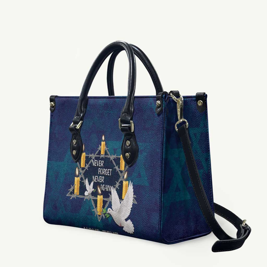Personalised Israel Holocaust Remembrance Day Leather Bag Yom HaShoah Never Forget Never Again