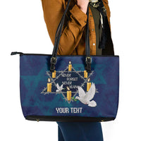 Personalised Israel Holocaust Remembrance Day Leather Tote Bag Yom HaShoah Never Forget Never Again