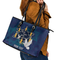 Personalised Israel Holocaust Remembrance Day Leather Tote Bag Yom HaShoah Never Forget Never Again
