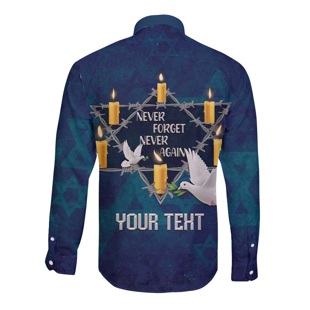 Personalised Israel Holocaust Remembrance Day Long Sleeve Button Shirt Yom HaShoah Never Forget Never Again