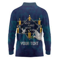 Personalised Israel Holocaust Remembrance Day Long Sleeve Polo Shirt Yom HaShoah Never Forget Never Again