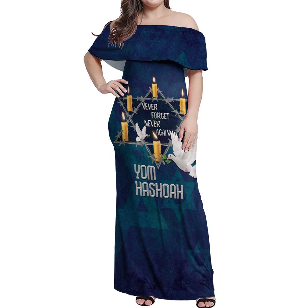 Personalised Israel Holocaust Remembrance Day Off Shoulder Maxi Dress Yom HaShoah Never Forget Never Again