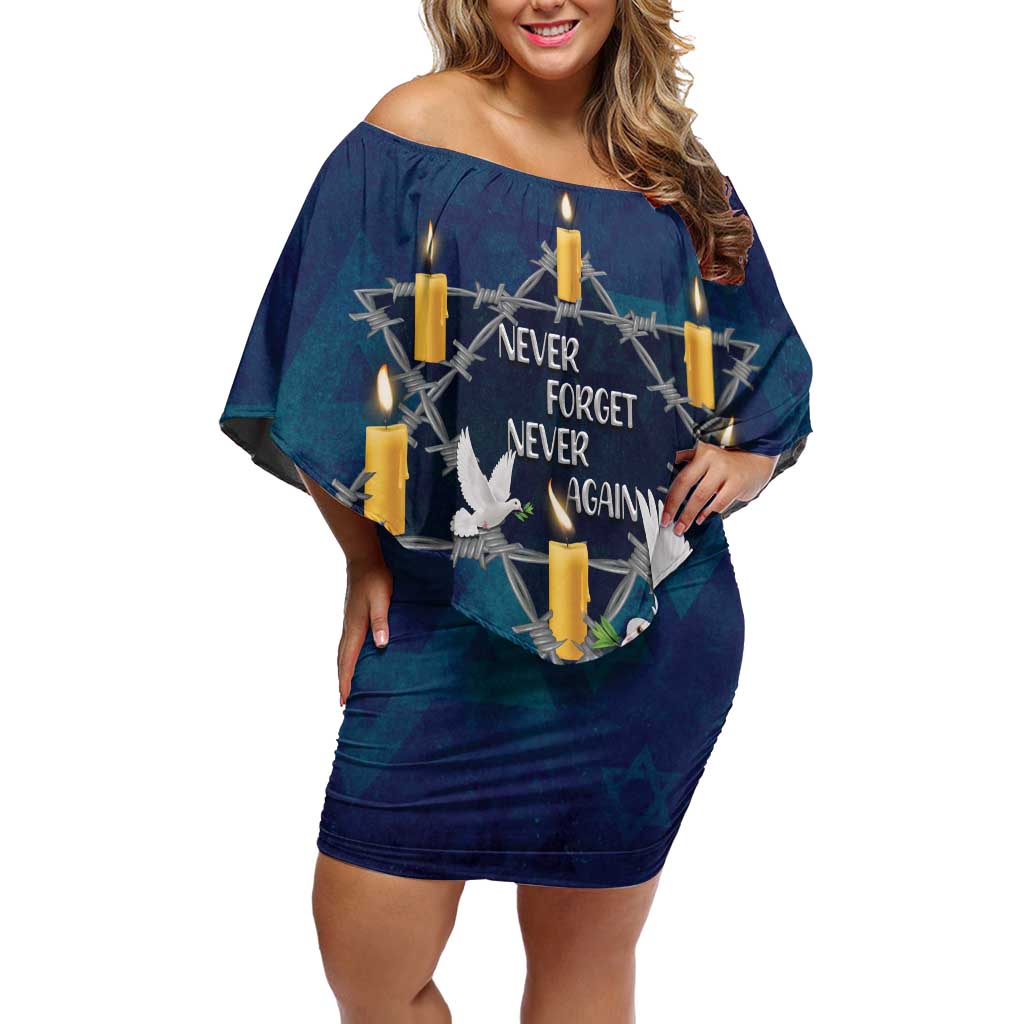 Personalised Israel Holocaust Remembrance Day Off Shoulder Short Dress Yom HaShoah Never Forget Never Again