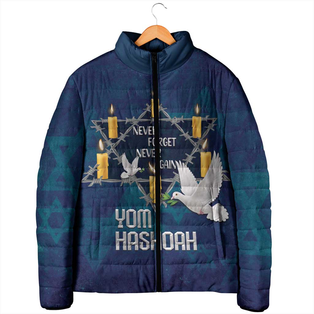 Personalised Israel Holocaust Remembrance Day Padded Jacket Yom HaShoah Never Forget Never Again