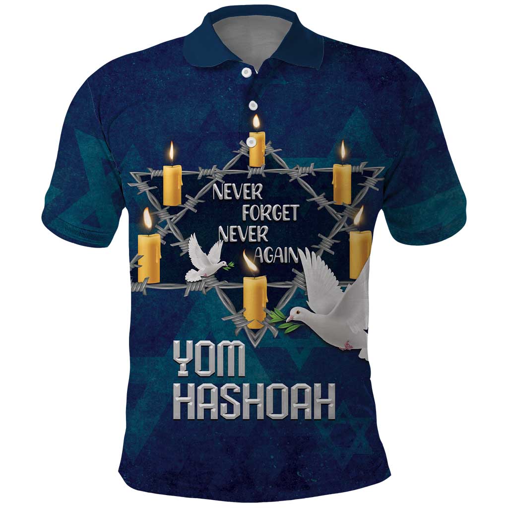 Personalised Israel Holocaust Remembrance Day Polo Shirt Yom HaShoah Never Forget Never Again