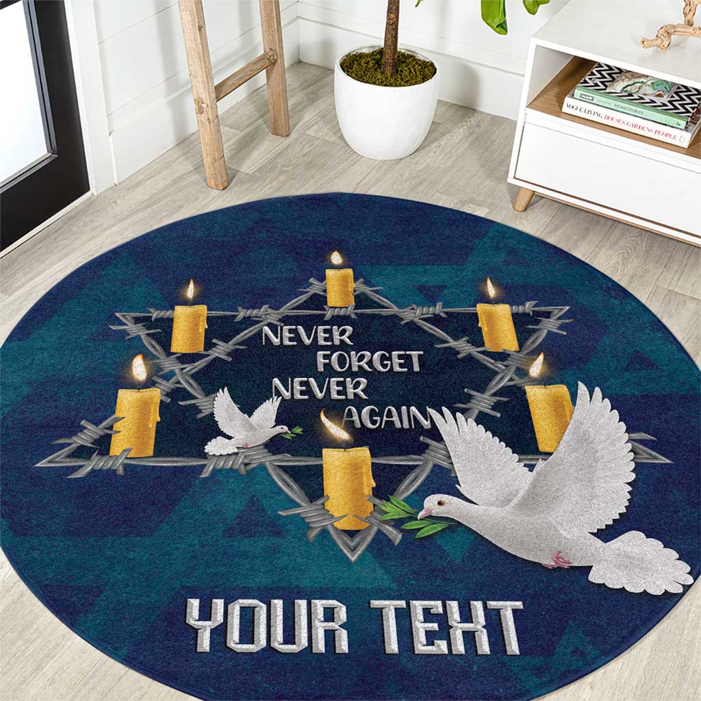 Personalised Israel Holocaust Remembrance Day Round Carpet Yom HaShoah Never Forget Never Again