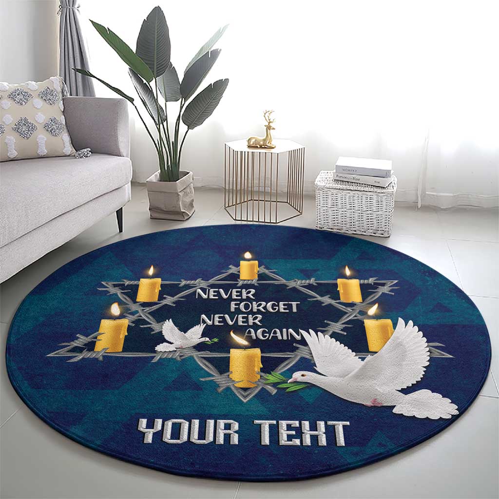 Personalised Israel Holocaust Remembrance Day Round Carpet Yom HaShoah Never Forget Never Again
